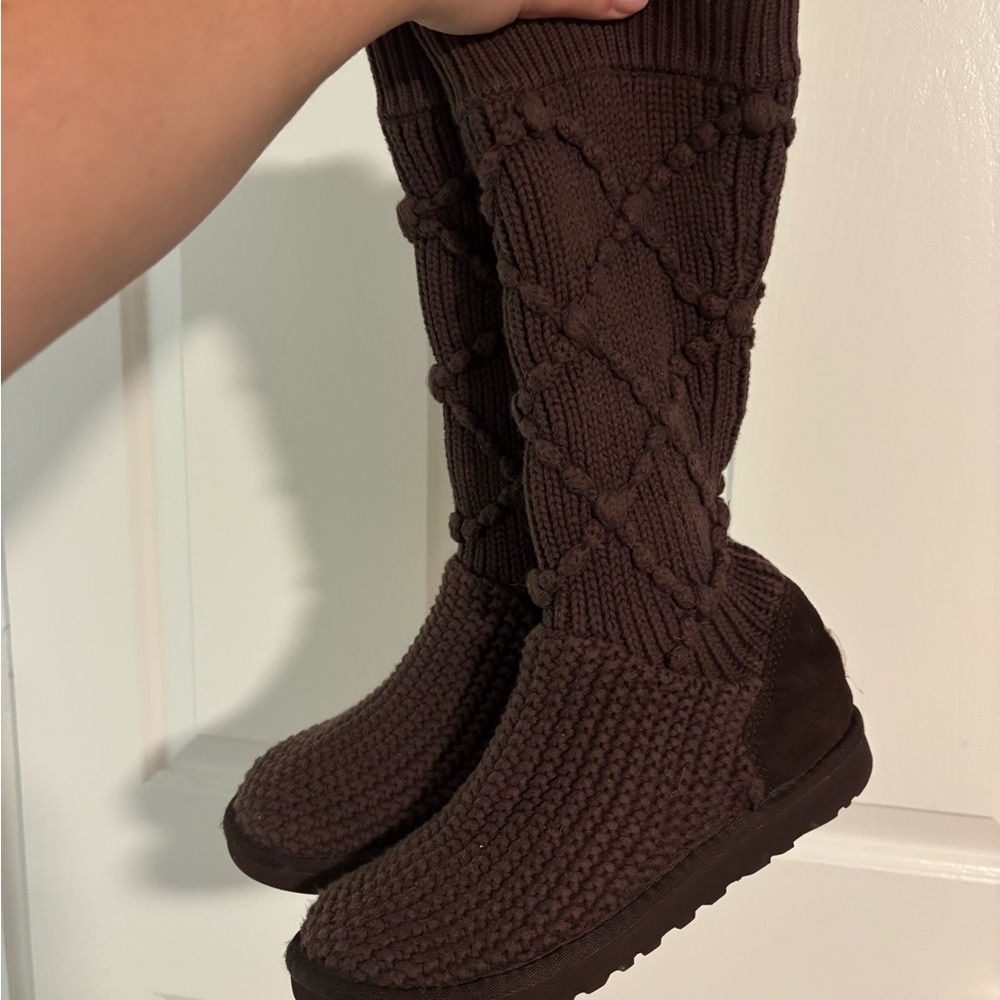 Brown Knit Women's Boots